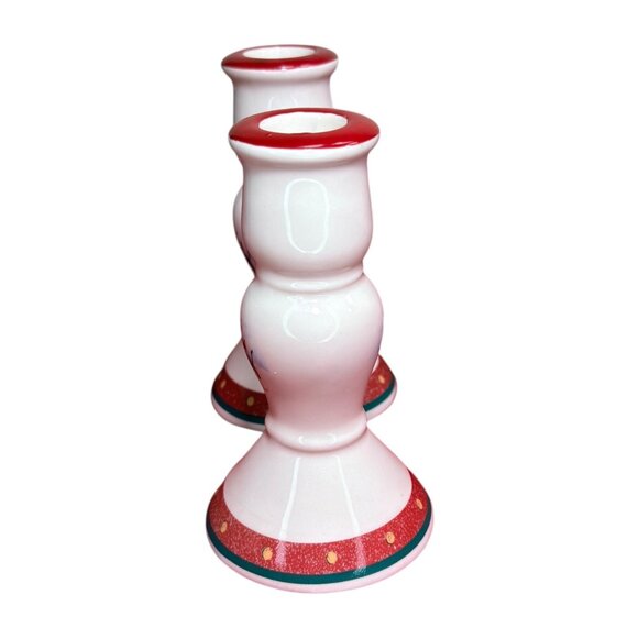 Vintage CIB Royal Seasons Ceramic Christmas Candle Holders With Snowman Design & - Picture 6 of 8